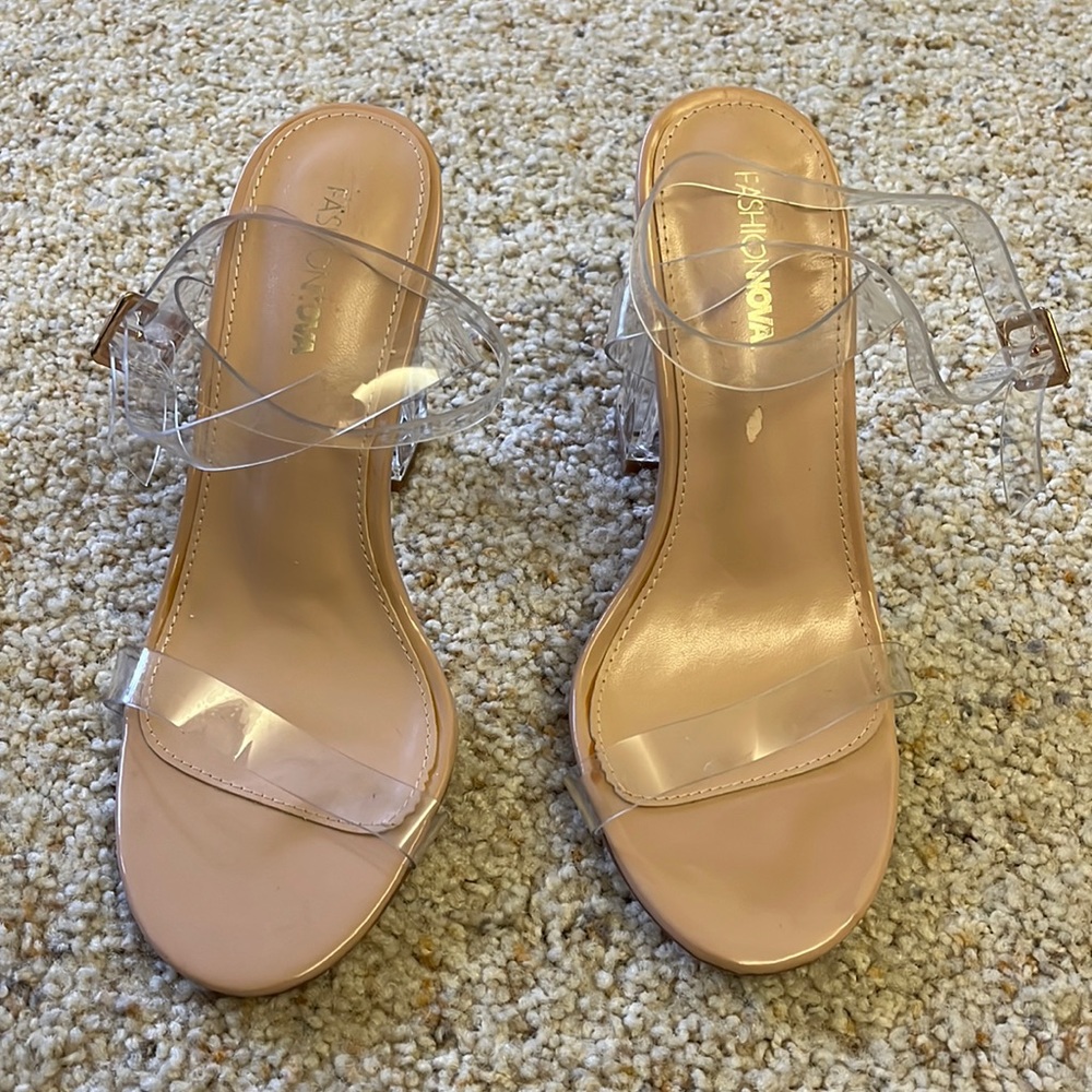 NWOT CLEAR 4” heels Fashion Nova